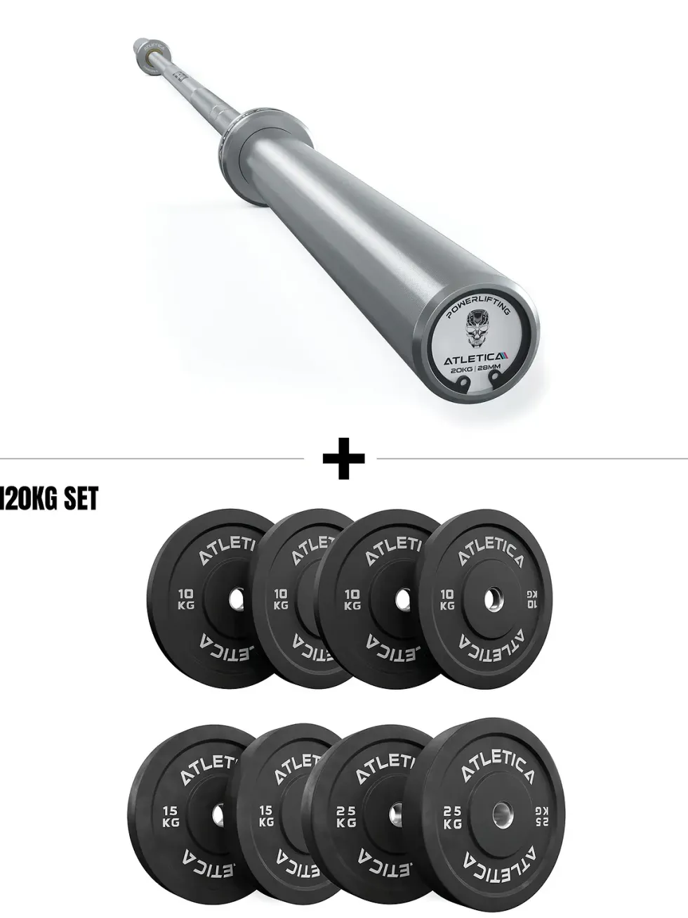Gamma Shadow Set I Gamma Chrome Langhantel & 120kg Bumper Plates