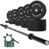 Langhantel Set Beta Military Green I Bumper Plates 300kg I Aluminiumverschlüsse Military Green