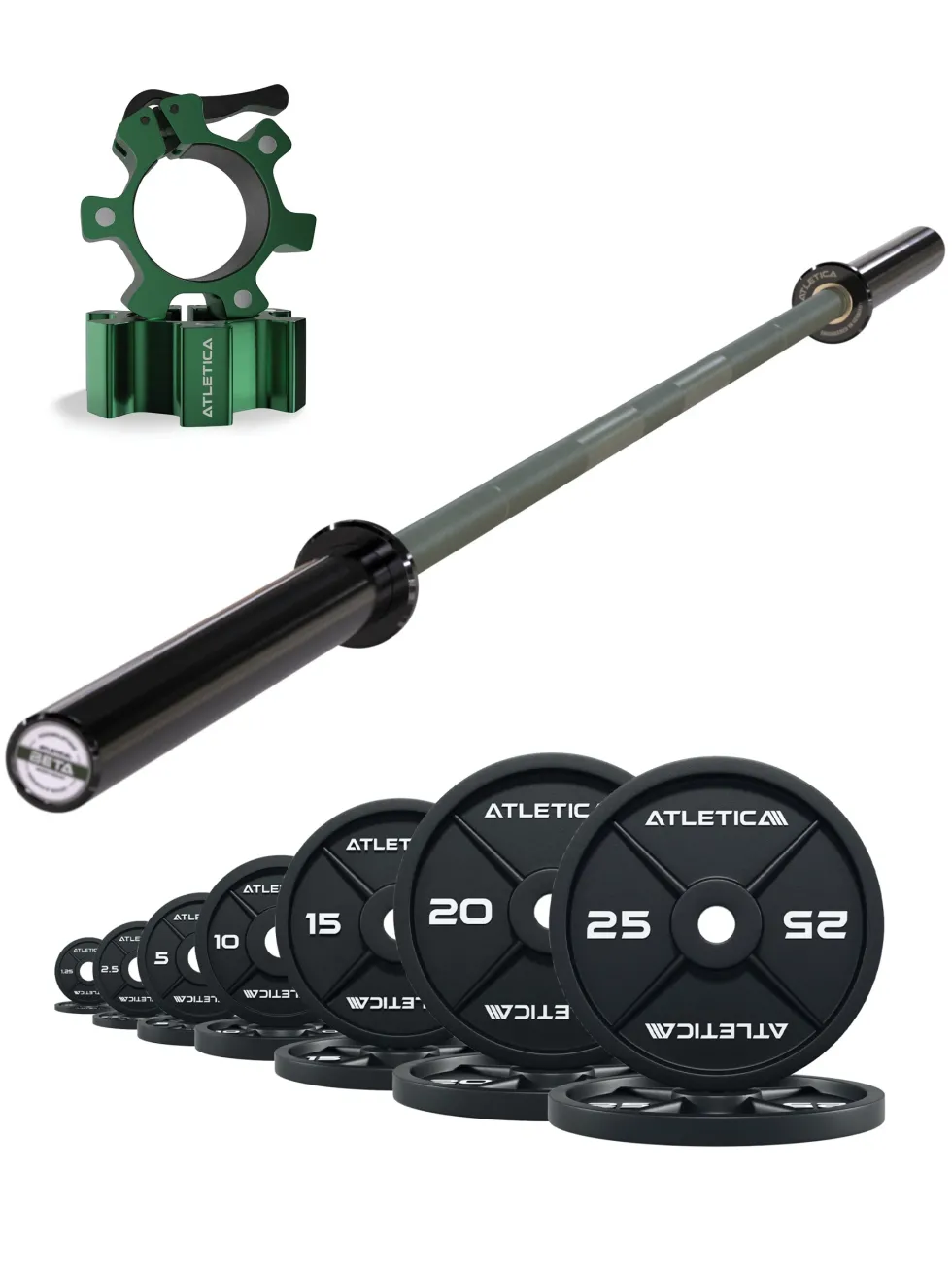 Langhantel Set Beta Military Green I Iron Plates 157.5kg I Aluminiumverschlüsse Military Green