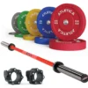 Langhantel SET Delta Electric Red | 150 kg Color Bumper Plates | Pro Hantelverschlüsse