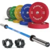 Langhantel Set Delta Electric Blue | Color Bumper Plates 150kg | Pro Verschlüsse