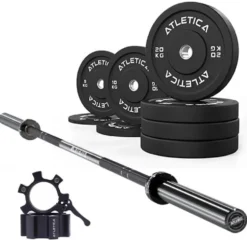 Langhantel SET Delta Triple Black | 110kg Bumper Plates Schwarz | Alu Verschlüsse