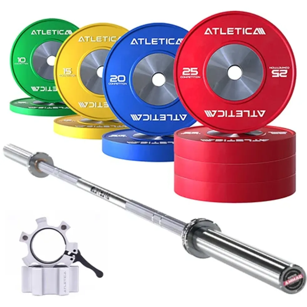 Langhantel Set Gamma Chrome I Competition Bumper Plate Set 190kg I Aluminiumverschlüsse