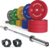 Langhantel Set Gamma Chrome I Color Bumper Plate Set 300kg I Pro Collars
