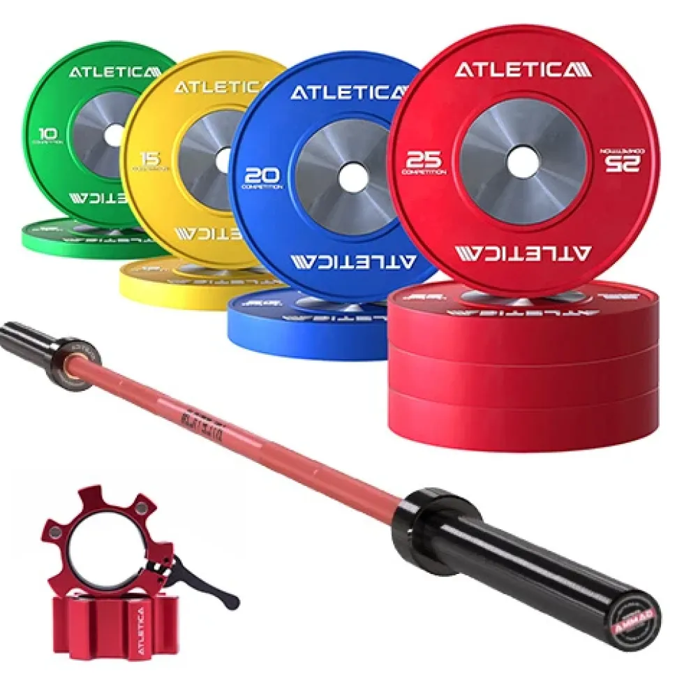 Langhantel Set Gamma RedI Competition Bumper Plate Set 190kg I Aluminiumverschlüsse