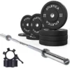 Langhantel SET Omega | Bumper Plates Schwarz 110kg | Aluminium Verschlüsse